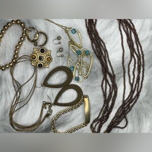 Gold and Brown Tone Jewelry lot